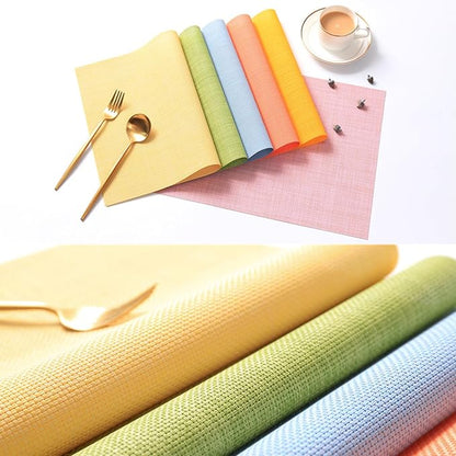 Zupro Placemats Set of 4 Washable Heat-Resistant Non Slip Braided Table Mats Woven PVC Vinyl Kitchen Dining Patio Table Place Mats for Dinner Parties BBQs Indoor and Ourdoor Use.18"x12"(Pink)