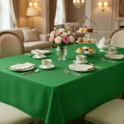 8 Pack Green Rectangle Table Cloth 60 x 126 Inch For 8 Foot Tables | Wrinkle Resistant Tablecloth, Washable Polyester Fabric, Rectangular Tablecloth for Wedding Party Banquet Buffet