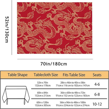 TKS MITLAN Tablecloth Dragon Table Cloth Rectangle Table 52 x 70 Inch Traditional Flying Mascot Animal Chinese Dragons Kitchen Decorations for Home Dinner Party