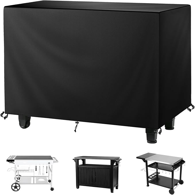 Grill Cart Cover,52 inch Waterproof Outdoor Prep Table Cover All-Weather Protection Tool Box Cover for Outdoor Kitchen Island & Storage Cabinet, Dust-Resistant, Rip-Resistant