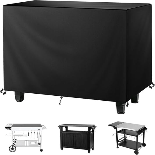 Grill Cart Cover,52 inch Waterproof Outdoor Prep Table Cover All-Weather Protection Tool Box Cover for Outdoor Kitchen Island & Storage Cabinet, Dust-Resistant, Rip-Resistant