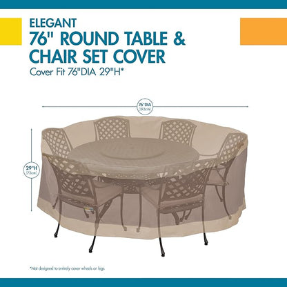 DUCKCOVERS - LTR07676 Elegant Water-Resistant 76 Inch Round Patio Table & Chair Set Cover Multi 76Dia x 29H, Outdoor Table and Chair Cover