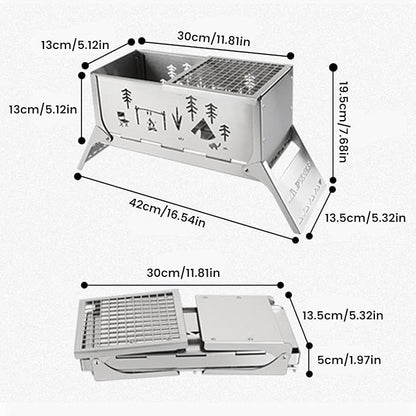 Portable Charcoal Grill, Total 343 Sq. In. Foldable Tabletop BBQ Grill, Mini Smoker Camping Grills for Backyard, Picnics, Hiking – Heavy-Duty Portable Fire Pit – Camp Cooking Gear