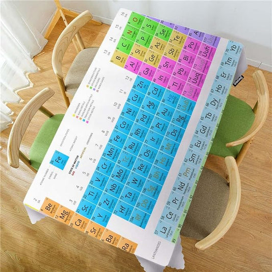Swono Periodic Table of Elements Tablecloths Colorful Chemistry Atomic Elements Kitchen Dinning Tabletop Decoration, Polyester Table Cover for Indoor Outdoor 50x72 Inch Tablecloth