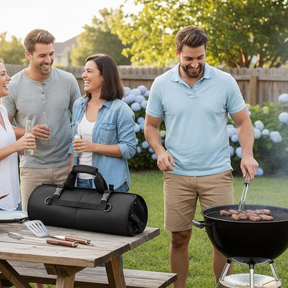 Grill Tool Accessory Storage Bag Roll Up, BBQ Tools Carry Orangizer Case for Grilling Utensil, Large Oxford Cloth Griddle Classifiable Holder for Outdoor Camping Barbecue Hiking Picnic Trip(Box Only)