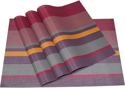 Zupro Placemats Set of 4 Washable Heat-Resistant Non Slip Braided Table Mats Woven PVC Vinyl Kitchen Place Mats for Everyday use or Dinner Parties BBQs Indoor and Ourdoor Use.18"x12"(Purple)