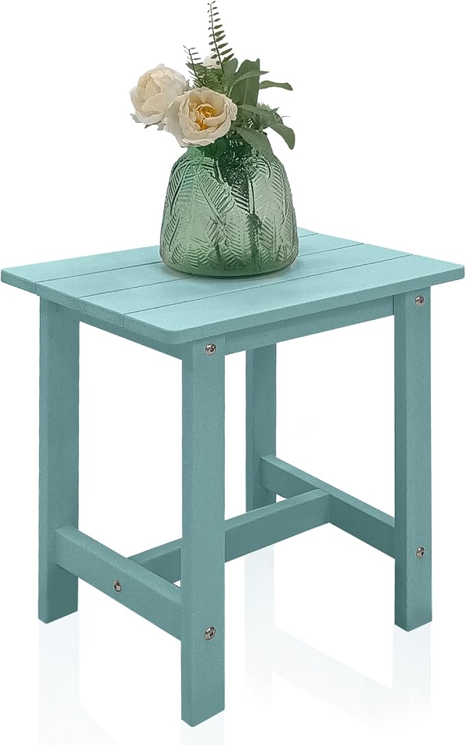 Outdoor Side Table, Weather Resistant Double Small Adirondack Side Table, Outdoor Indoor End Table for Chair, 17" Patio Table for Pool, Deck and Porch, Black (Item1, Dark Blue)