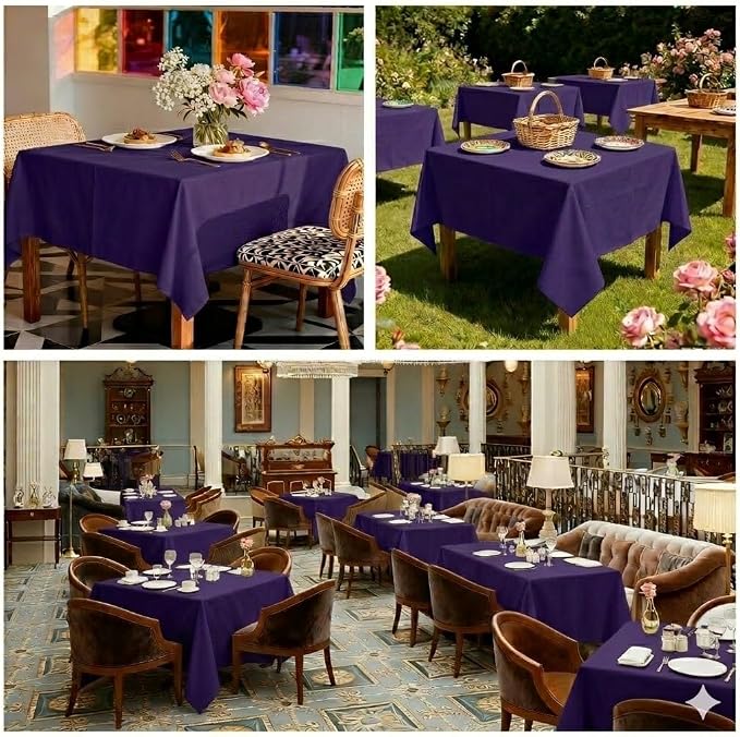 8 Pack Purple Square Tablecloth 54x54 Washable Polyester Table Cloth for Square or Round Tables, Wrinkle Resistant Fabric Decorative Covers for Dining Party Banquet Buffet and Wedding