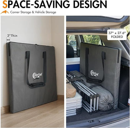 Portal Camping Table with Expandable Tabletop 37" to 51.2", Aluminum Folding Table for 2-6 People, Portable Lightweight Camp Table with Storage Mesh & Carry Bag for Camping, Picnic, Tailgating