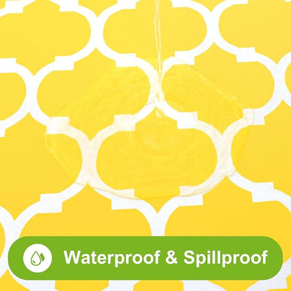 Smiry Picnic Fitted Table Cover, 5 Foot Flannel Backed Vinyl Tablecloth | Waterproof Elastic Stretch Table Cloth, Wipeable Plastic Tablecloth for Camping, Indoor & Outdoor (Yellow, 36" x 60")