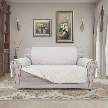 Easy-Going Reversible Loveseat Couch Cover for 2 Cushion Couch Sofa Cover for Dogs Water Resistant Furniture Protector with Foam Sticks Elastic Straps for Pet (Loveseat, Ivory/Ivory) | Machine Washable Slipcover For Dogs, Water Resistant Furniture Mat ...