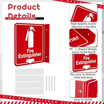 Barydat 24 Pcs Fire Extinguisher Signs 6.3" x 6.3" Fire Extinguisher with Pre Drilled Mounting Hole and Down Arrow Industrial Warning Signs Include Screws and Adhesive Tapes for Home Office Business