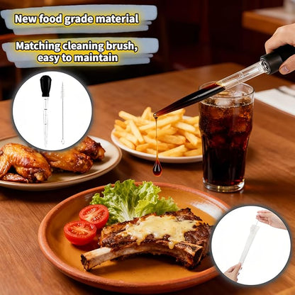 Professional Kitchen Marinade Injector, 30ml Food-Grade Heat-Resistant Meat Syringe with Cleaning Brush, Clear Scale Markings, Non-Slip Grip for Juicy Turkey, Poultry, Beef (Black(Large))
