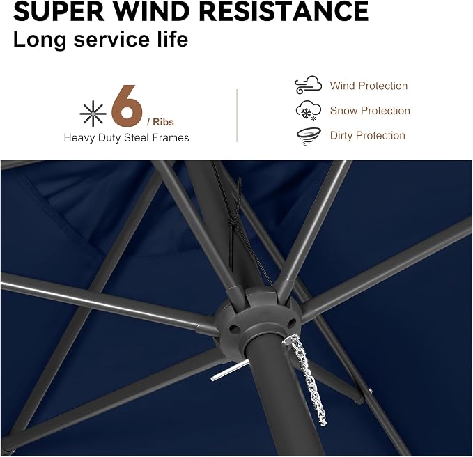 10 ft Patio Umbrella Outdoor with Push Button Tilt, Navy Blue | UV Protection, Waterproof, Large Porch Deck Umbrella for Pool, Table, Garden, Backyard, Provides Shade