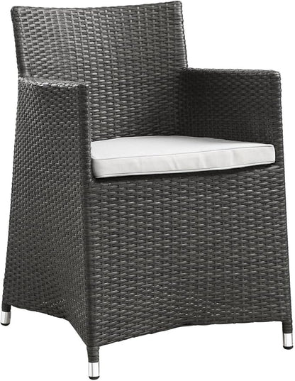 Modway Junction 5 Piece Outdoor Patio Dining Set, 81.8" x 109" x 32", Brown White