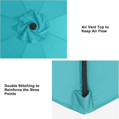 MASTERCANOPY Patio Umbrella 10 ft Replacement Canopy for 8 Ribs-Turquoise Canopy Only