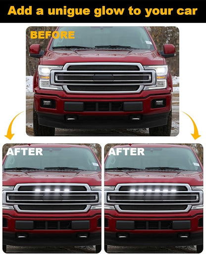 OKLSG LED Front Grill Lights for F150 2026 2025 2024-2018 Grille Light F150 Accessories(White Lights, 6)