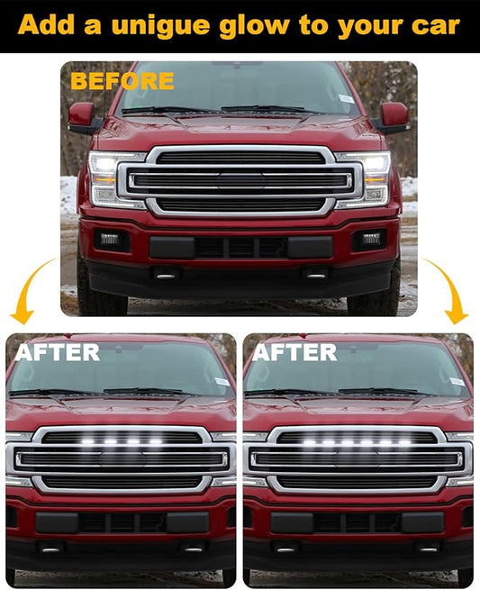 OKLSG LED Front Grill Lights for F150 2026 2025 2024-2018 Grille Light F150 Accessories(White Lights, 6)