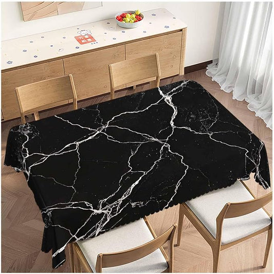 Decorative Tablecloth Marble Black, Grunge Stone Marble Black Kitchen Table Cover Oblong 52"X70" Tablecloths Dining Table Cloth Buffet Parties Patio and Camping