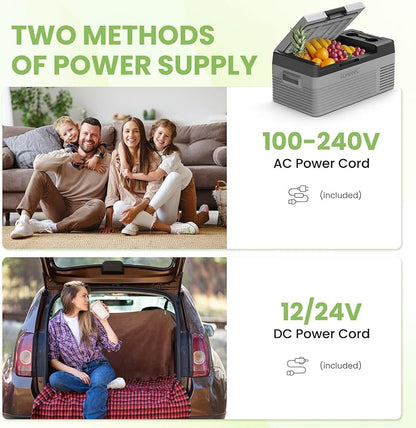 Alpicool Car Refrigerator 12 Volt Portable Car Fridge 16 Quart（15 L Electric Cooler with AC/DC，Car Refrigerator Freezer for Truck Van RV Camper SUV, Camping Boat Travel，-4~68°F