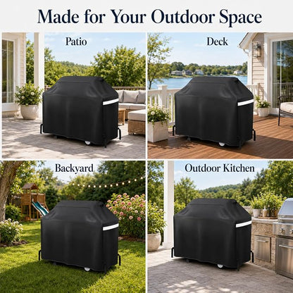 GRISUN Waterproof Grill Cover 65 Inch for Outdoor Grill | Fits Weber, Char-Broil, Nexgrill, Kenmore, Heavy-Duty 600D Anti-Fade BBQ Gas Grill Cover with Portable Handle