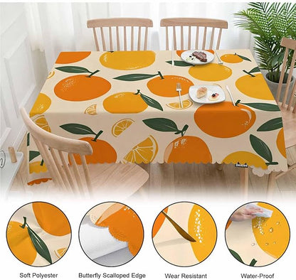 Oranges Kitchen Tablecloth Tropical Fruits Lemons Oranges Indoor Outdoor Table Cover Anti-Oil Table Cloths Dinner Tablecloths for Wedding Banquet BBQ Party, 52x70 Inch(4-6 Seats)