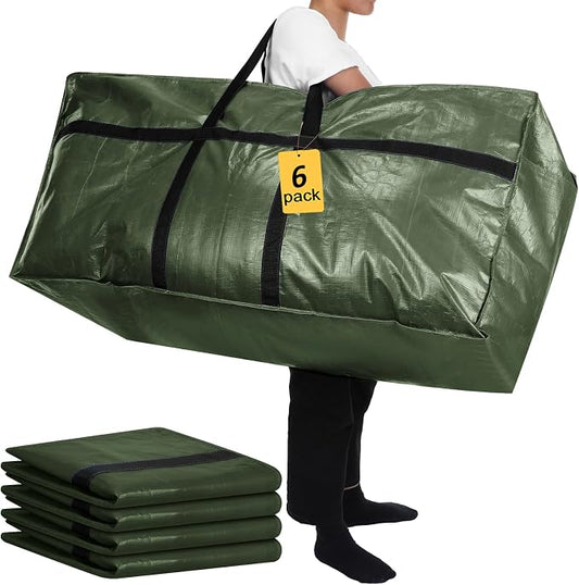 4 Pcs 66 Gallon Extra Large Moving Bags Heavy Duty Storage Bag with Strong Zipper Handle Foldable XXL Jumbo Storage Tote Packing Moving Box for College Dorm Travel Cloth Duffle (Green)