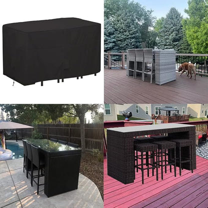 Outdoor Bar Height Dining Set Cover Heavy Duty Waterproof Patio Dining Table Cover for Rectangular 6 - Person 76'' Long Bar Height Set High Top