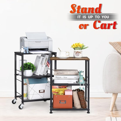 LIANTRAL 3 Tier Rolling Cart, Black Kitchen Carts on Wheels with Storage | Multifunctional Utility Cart for Kitchen Bathroom Living Room Bar Office