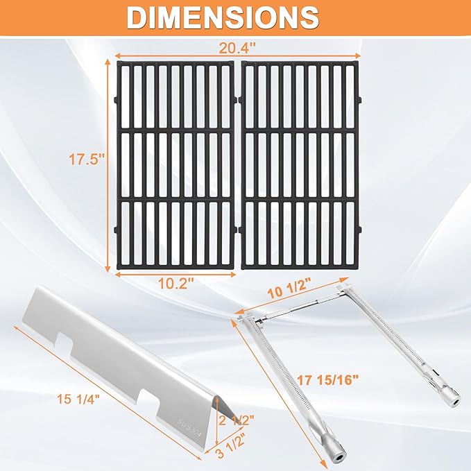 GS4 Spirit 2 Grill Parts for Weber Grill Parts GS4 Spirit II/I 200 SER Replacement for Weber GS4 Grill Grates 7637, Burner Tubes 69785 67024,Crossover Tube 69899 67278,Flavorizer Bars 7635 67045 69796