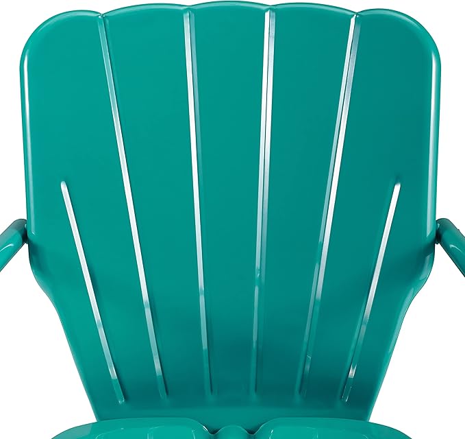 Crosley Furniture Ridgeland 5-Piece Outdoor Dining Set for 4, Retro Metal Round Patio Table and Chairs, Turquoise Gloss