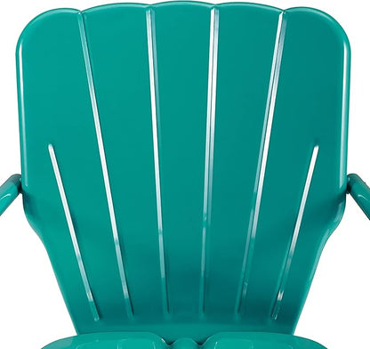 Crosley Furniture Ridgeland 5-Piece Outdoor Dining Set for 4, Retro Metal Round Patio Table and Chairs, Turquoise Gloss
