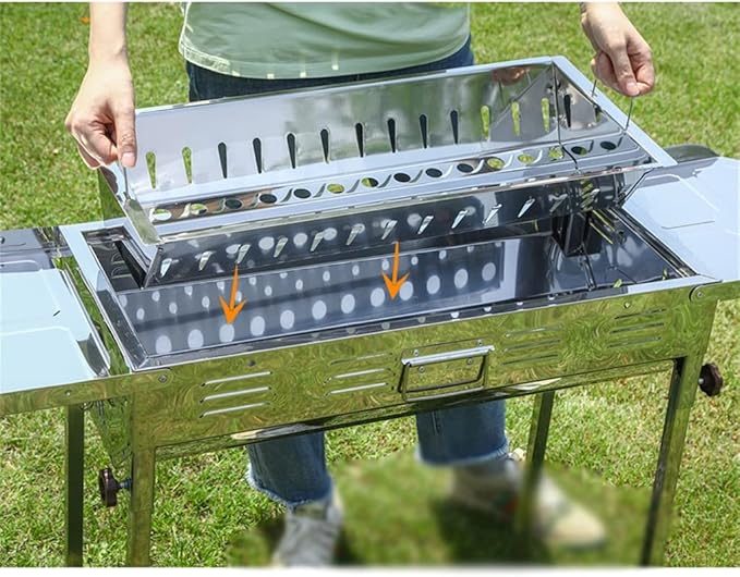 Outdoor Home Stainless Steel Japanese BBQ Grill Folding Charcoal Grill Large Size Portable Charcoal Grill for Camping BBQ Grills Outdoor Barbecue Grill,AsShow-D