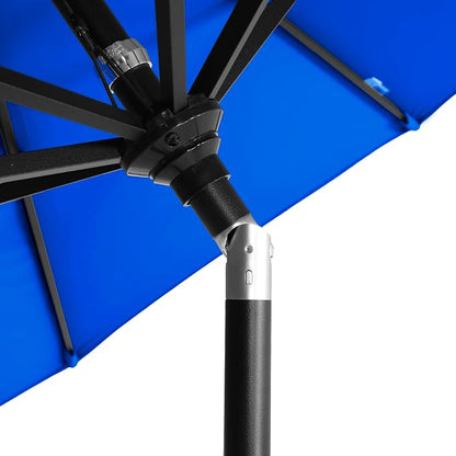 California Umbrella 12-Year-Non-Fading, 9Ft Premium Sunbrella Patio Umbrella, Hand-Crank, Button-Tilt, Black Frame, Pacific Blue Fabric