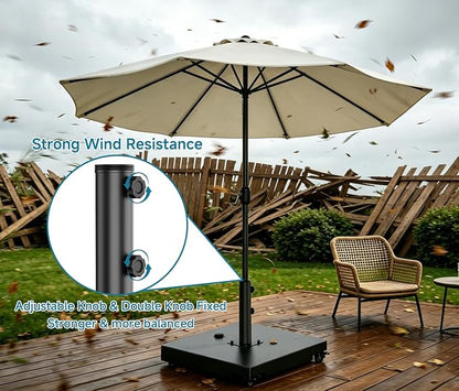 Metal Umbrella Base, 21 inch Heavy Duty Umbrella Stand with 4 Wheels | 140 lbs Max Capacity Fillable Base, 2 Locks & 2 Knobs, Rust-Resistant & Windproof Design for Outdoor, Patio, Poolside