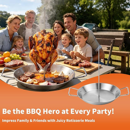 Al Pastor Skewer for Grill, Stainless Steel Vertical Skewer with 3 Removable Spikes (8", 10", 12"), Basting Brushes &Food Tongs, Trompo para Tacos al Pastor, Shawarma Spit Stand for Smoker & Oven