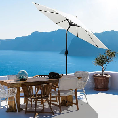 Backyard Expressions 9 ft. Patio Umbrella, Market Table Umbrella w/Tilt and Crank, 8 Ribs