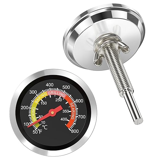 2 Pcs Grill Thermometer 2-3/8" Large Dial, 50-800°F Grill Thermometer for Outside Grill, High-Temp Resistant Thermometer for Smoker & Oven, Weatherproof Temperature Gauge with 4 Visible Colored Zones