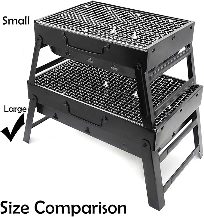 HongK- Large BBQ Barbecue Grill Large Folding Portable Charcoal Stove Camping Garden Outdoor [P/N: ET-COOK007-BK]