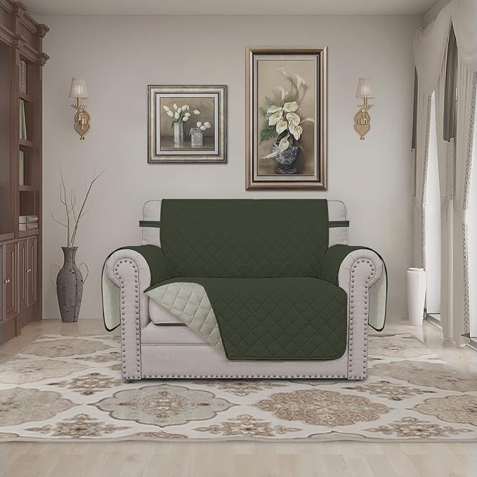 Easy-Going Reversible Couch Cover, Oversized Chair, Army Green/Beige | Machine Washable Slipcover For Dogs, Water Resistant Furniture Mat For Living Room, Non-Slip Sofa Cover, Pet Friendly