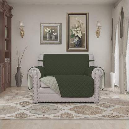 Easy-Going Reversible Couch Cover, Oversized Chair, Army Green/Beige | Machine Washable Slipcover For Dogs, Water Resistant Furniture Mat For Living Room, Non-Slip Sofa Cover, Pet Friendly