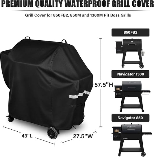 Grill Cover for 850FB2/850M and 1300M Pit Boss Grills,600D Heavy Duty Water-Resistant BBQ Cover with Adjustable Windproof Straps for Pit Boss Wood Pellet Grills All-Season Protection