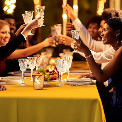 54 Inch X 100 Feet Plastic Table Cover Roll Premium Disposable Plastic Tablecloth for All Type/Shape Tables | Picnic, Party, Banquet, Birthdays, Weddings (Yellow, 54 Inch X 100 Feet)