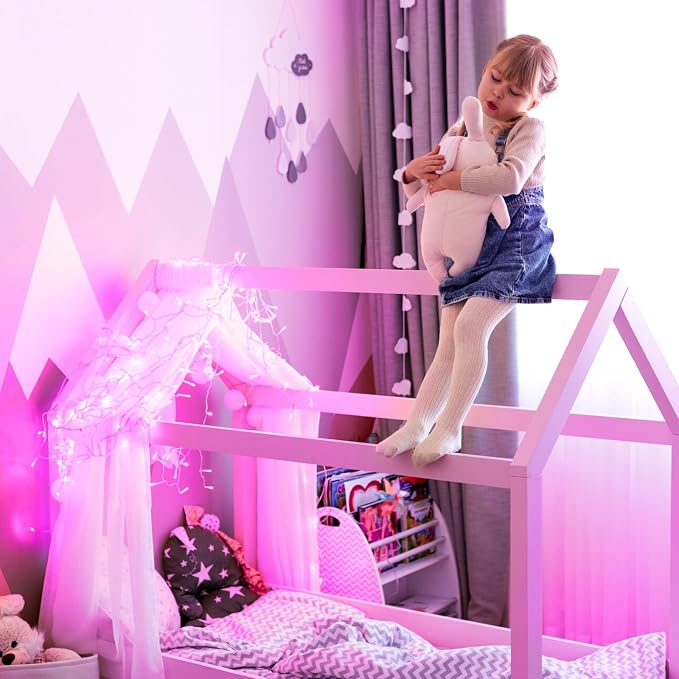JMEXSUSS Pink Lights for Bedroom Decor, 200 LED Pink String Lights | Pink Christmas Lights Indoor Outdoor Clear Wire Plug in for Girl's Room Home Anniversary Birthday, Connectable