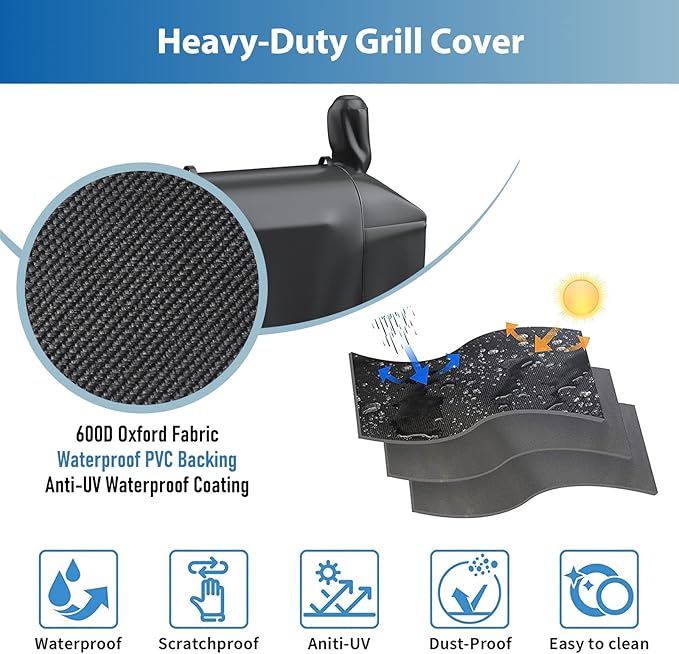 Grisun Grill Cover for Pit Boss Competition Series 1600, Pro Series Elite 1600 Wood Pellet Smoker Grill PB1600CS PB1600PS2 PB1600PSE, 600D Heavy Duty Fade Resistant Waterproof Grill Cover for PB1600
