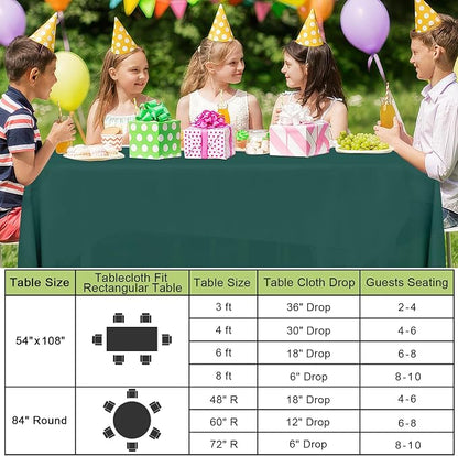 Smiry Disposable Table Cloth 3 Pack, 84 Inch Round Waterproof Plastic Tablecloth, Decorative Round Table Covers for Party, Birthday, Picnic, Christmas Green