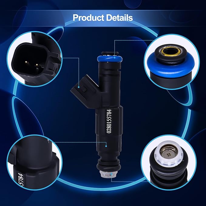 HiSport Fuel Injector 0280155784 6PCS Compatible with Jeep 4.0 Cherokee 1999-2004 4-Hole