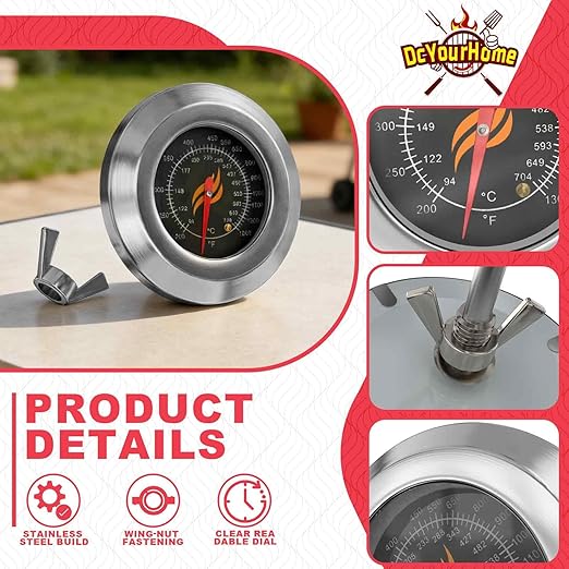 3" BBQ Temperature Gauge for Blackstone Tailgater 1555 Combo Grill, Replacement Thermometer for Blackstone 1555 On The Go Tailgator Grill Griddle Temperature, 200°F to 1300°F, 1PC
