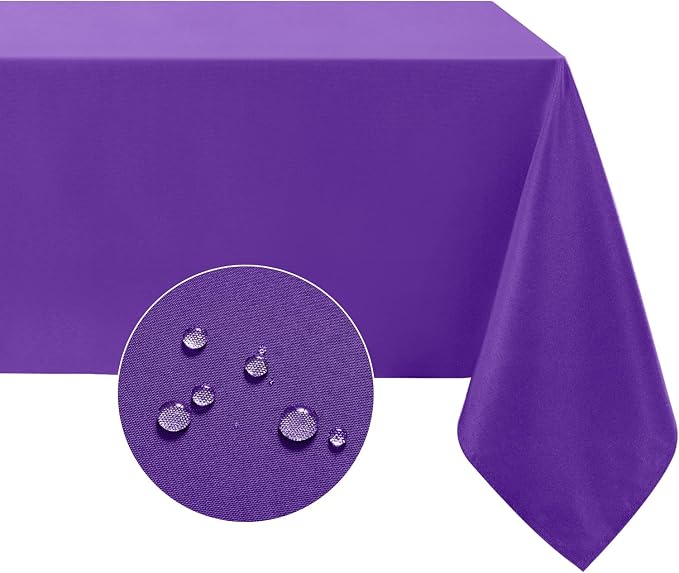 Softalker Rectangle Tablecloth, Waterproof Table Cloths Wrinkle Free Fabric Washable Polyester Table Cover for Dining Tables Party Outdoor Camping Parties Buffet Wedding - 90 x 132 inch, Purple