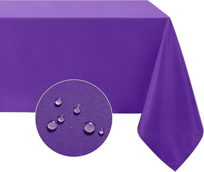 Softalker Rectangle Tablecloth, Waterproof Table Cloths Wrinkle Free Fabric Washable Polyester Table Cover for Dining Tables Party Outdoor Camping Parties Buffet Wedding - 90 x 132 inch, Purple